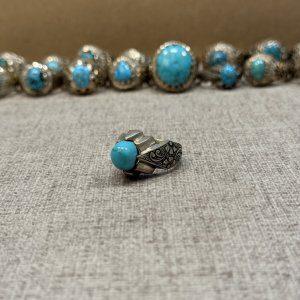 انگشتر فیروزه مردانه با رکاب نقره (کد40)