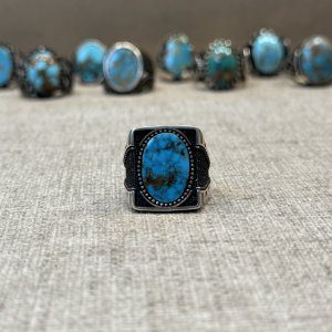 انگشتر مردانه نقره ترک با فیروزه اصل نیشابوری(کد53)
