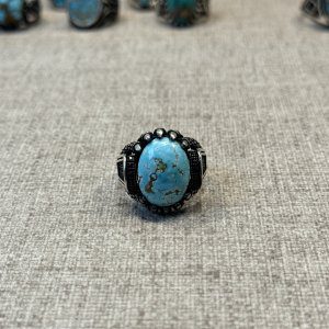انگشتر مردانه نقره ترک با فیروزه اصل نیشابوری(کد48)