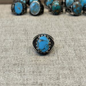 انگشتر مردانه نقره ترک با فیروزه اصل نیشابوری(کد43)