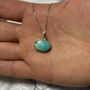 گردنبند اسپرت نقره با فیروزه(کد67)