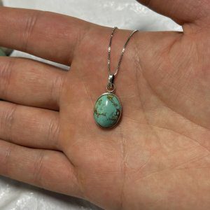 گردنبند اسپرت نقره با فیروزه(کد65)