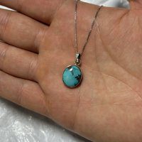 گردنبد اسپرت نقره با فیروزه(کد61)