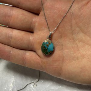 گردنبند اسپرت نقره با فیروزه(کد58)