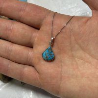 گردنبند اسپرت نقره با فیروزه(کد56)