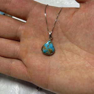 گردنبنداسپرت نقره با فیروزه(کد55)