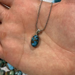 گردنبند اسپرت نقره با فیروزه(کد99)