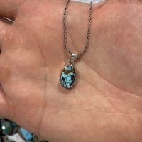 گردنبند اسپرت نقره با فیروزه (کد97)