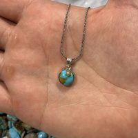 گردنبند اسپرت نقره با فیروزه(کد96)