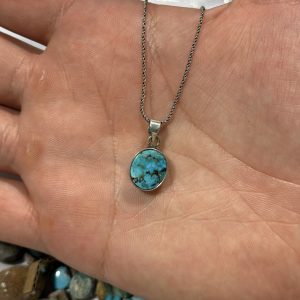 گردنبند اسپرت نقره با فیروزه(کد93)