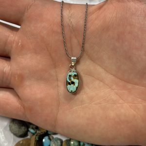 گردنبند اسپرت نقره با فیروزه(کد85)