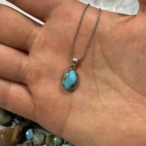 گردنبند اسپرت نقره با فیروزه(کد83)