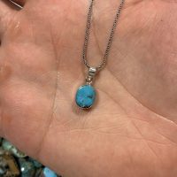گردنبند اسپرت نقره با فیروزه(کد78)