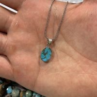 گردنبند اسپرت نقره با فیروزه(کد76)