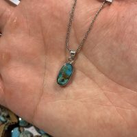 گردنبند اسپرت نقره با فیروزه(کد74)