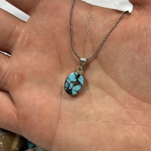 گردنبند اسپرت نقره با فیروزه(کد72)